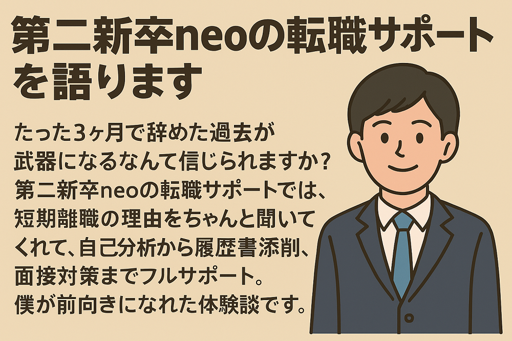 第二新卒neoの転職サポートで「3ヶ月退職」が強みに変わった